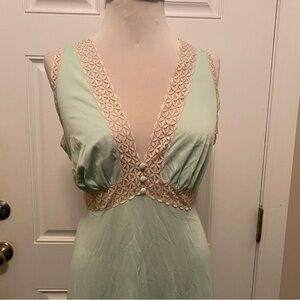 Vanity Fair Mint and Beige Lace Chemise